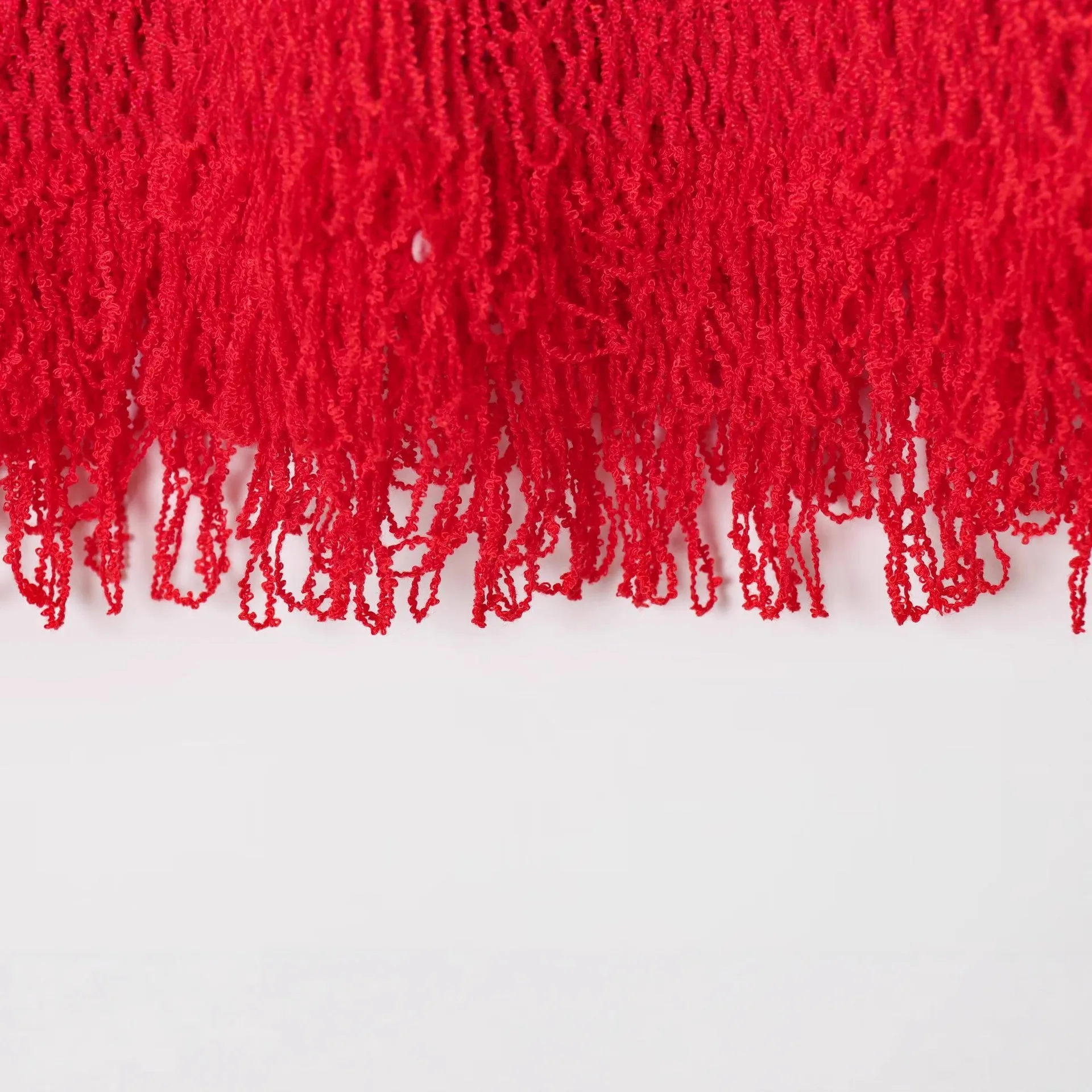 2025 outono novo sle feminino fino ajuste de malha vela topo vermelho borla faionable europeu sle cor colete