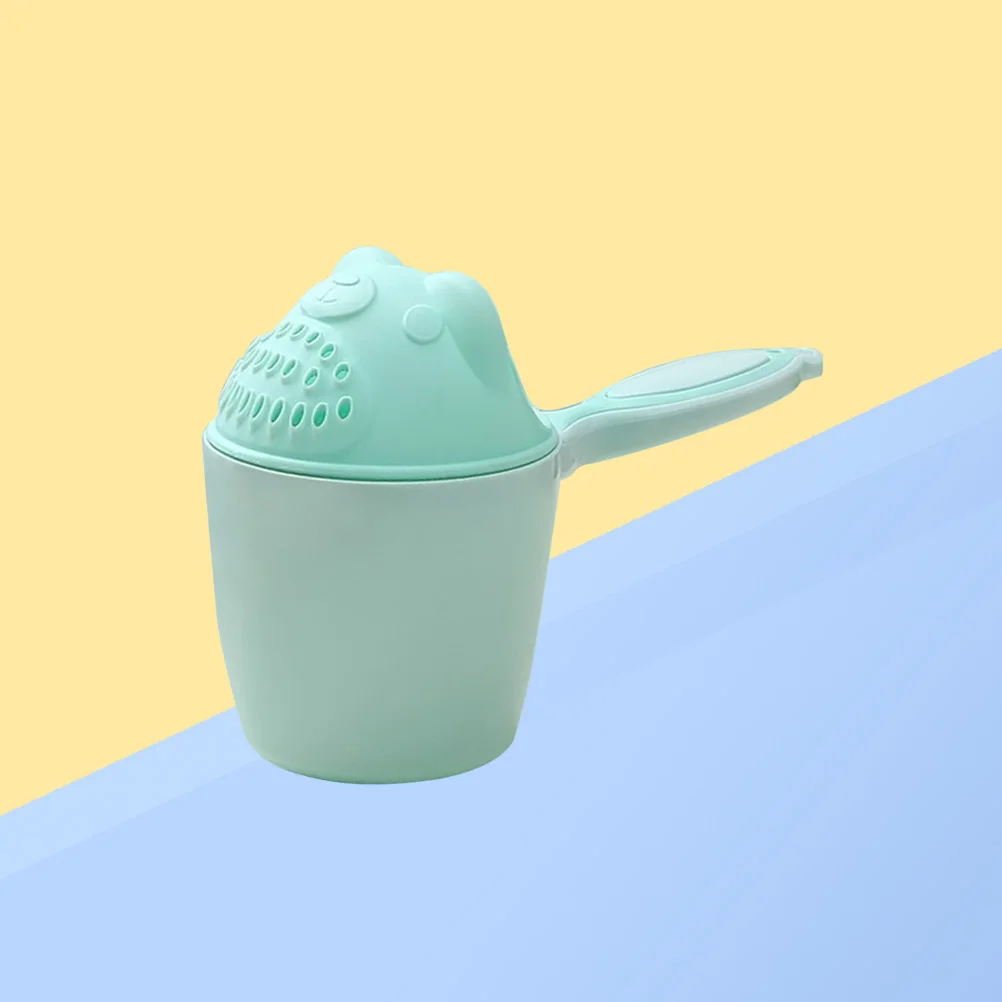 

Shampoo Cup Durable Plastic Comfort Handle Cartoon Bath Rinse Cup For Eye Protection Flower Pot Bath Green