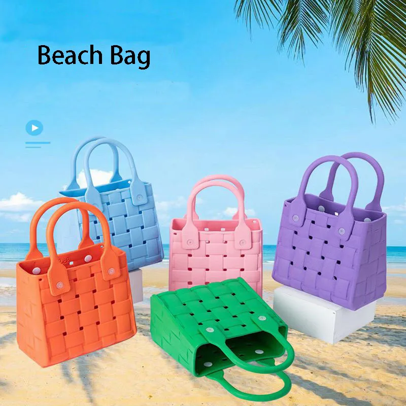 Beach Tote EVA Basket with Sand Waterproof Travel Bag Sandproof Handbag Multi-Purpose Storage Bag for Boat Pool Sports Gym