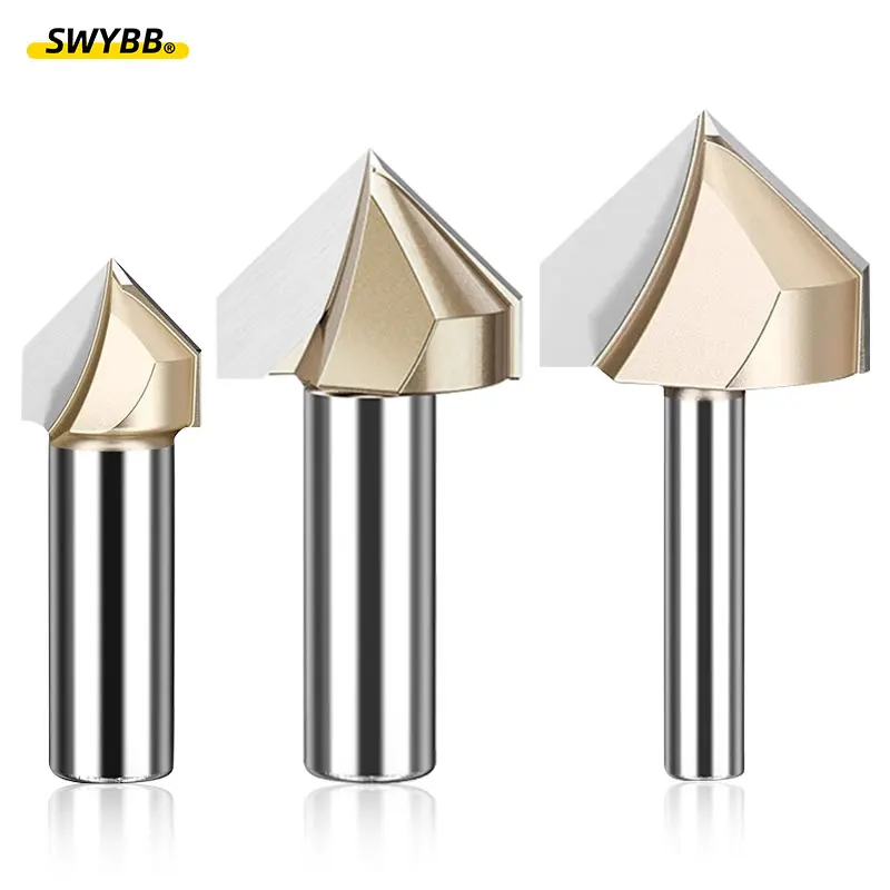 

V Groove Slot Cutter Woodworking 60 90 120 Degree 1/4 1/2 Shank Diameter Tools for Wood Engraving Chamfer Router Bit