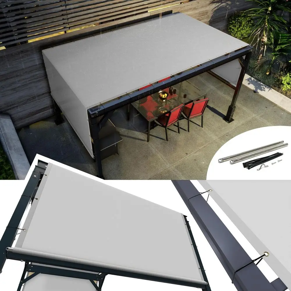 

12' W x 30' L Grey Waterproo Pergola UP50 Sun Shade Replacement Cover, 220 GSM Cloth or Outdoor Patio, 95% UV Blockage, Includes