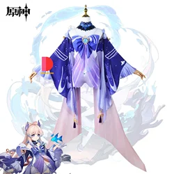 Genshin Impact Sangonomiya Kokomi Cosplay Costume Pearl of Wisdom Dress Wig Full Set Comic Con Halloween Outfit with Accessories