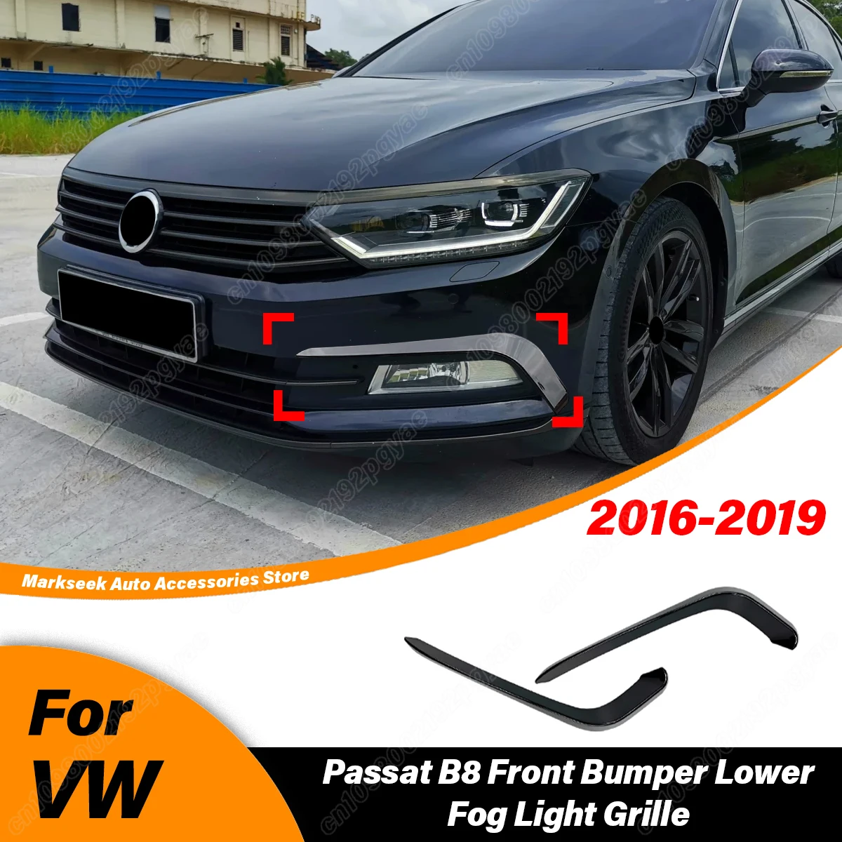 

For Volkswagen Passat B8 2016 2017 2018 2019 Automobile Front Bumper Side Splitter Spoiler Lower Fog Light Frame Shield Body Kit