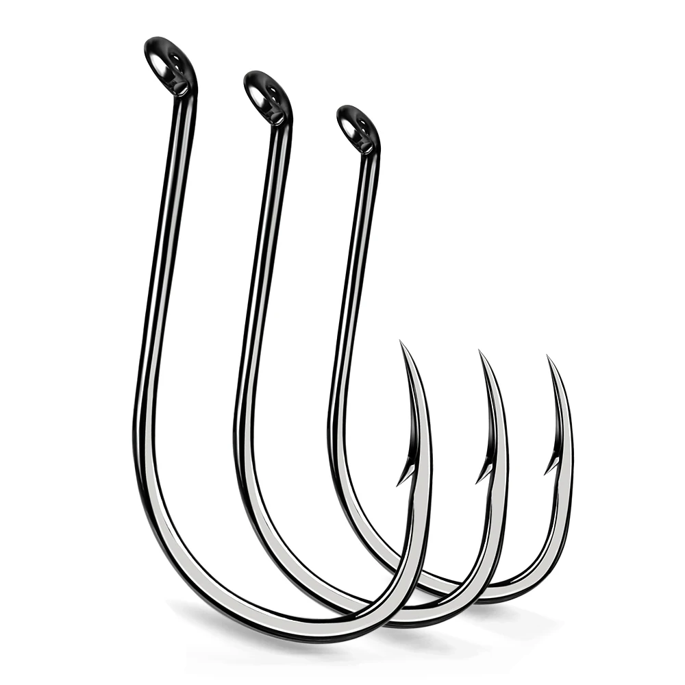

Lot 50pcs Octopus Fishing Hook High carbon steel Black fishhook Barbed Annular Sharpened Tip Hook Saltwater Barbed 1#-10/0# 8299
