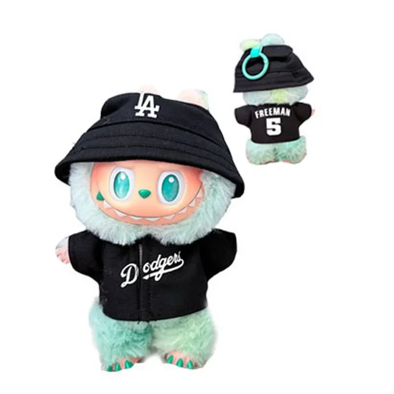 The first, second and third generations of Labubu clothes pendant Labubu sitting baby clothes LA baseball suit trend image 4