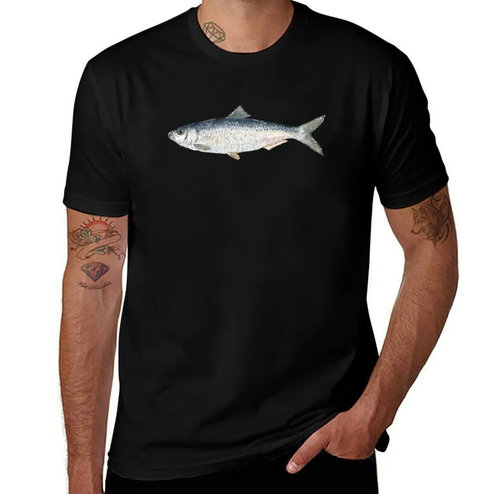 

Alewife River Herring Watercolor Art T-Shirt t shirts for man pack white T-Shirt
