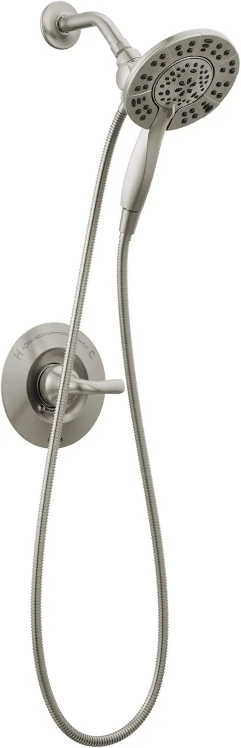 

Brushed Nickel Shower Faucet Set with Dual Shower Head, Handheld Spray, Valve Trim Kit, and SpotShield Stainless Finish