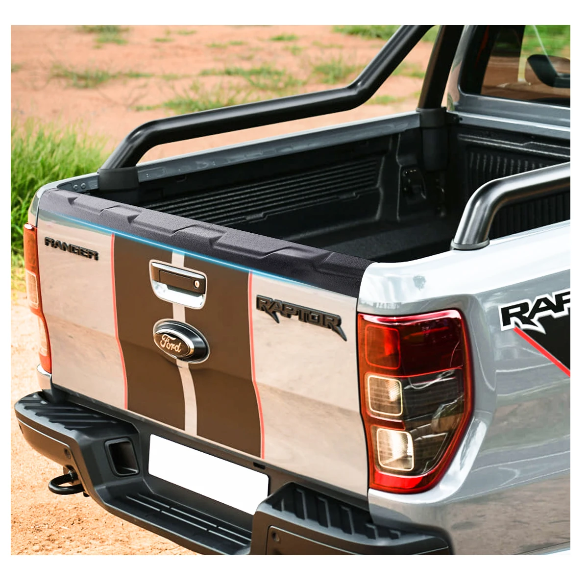 Heckklappen-LKW-Verkleidung für Ford Ranger Wildtrak 2012 2013 2014 2015 2016 2017 2018 2019 2020 2021 2022 Ladebett schienen schutz – Detail 7