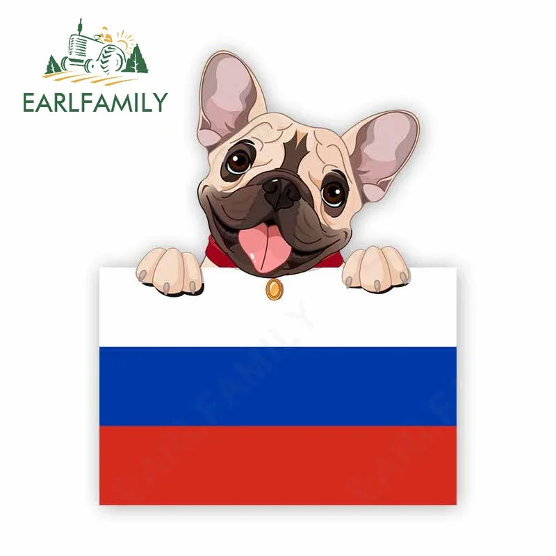 EARLFAMILY 13 cm x 10,2 cm für Bulldogge, Russland-Flagge, Autozubehör, Aufkleber, Motorrad, Wohnwagen, wasserfester Aufkleber, Laptop, Vinyl-Dekor