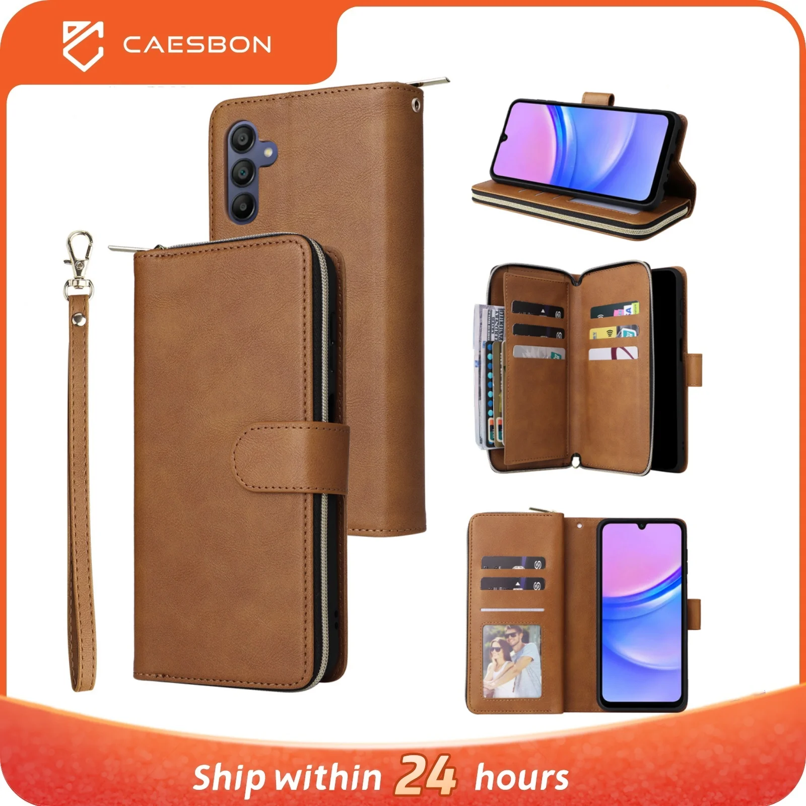 CAESBON Case For A06 A16 Flip Wallet Case For Samsung Galaxy A06 A16 Leather Stand Card Slots Magnetic Phone Case Phone Cover JK