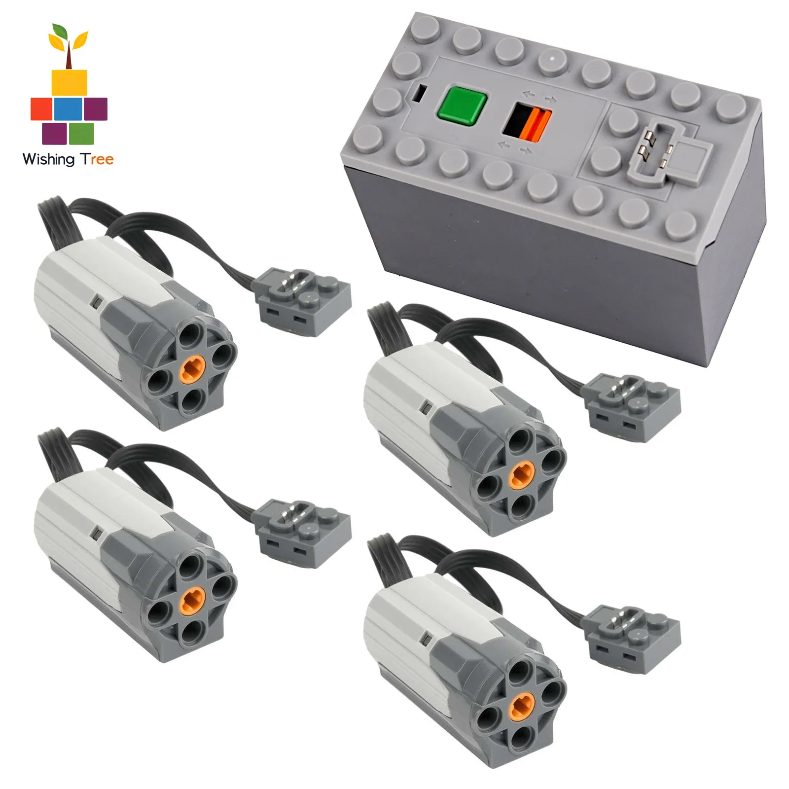 

Compatible Building Blocks Motor Power Kit with 4 M Motors and AAA Battery Holder for Train Car Models