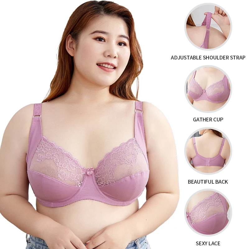 

Plus Size Bra For Women Sexy Lace Bra With Underwire Female Underwear Large Size Ladies Lingerie Thin Cup Women Intimates G Cup