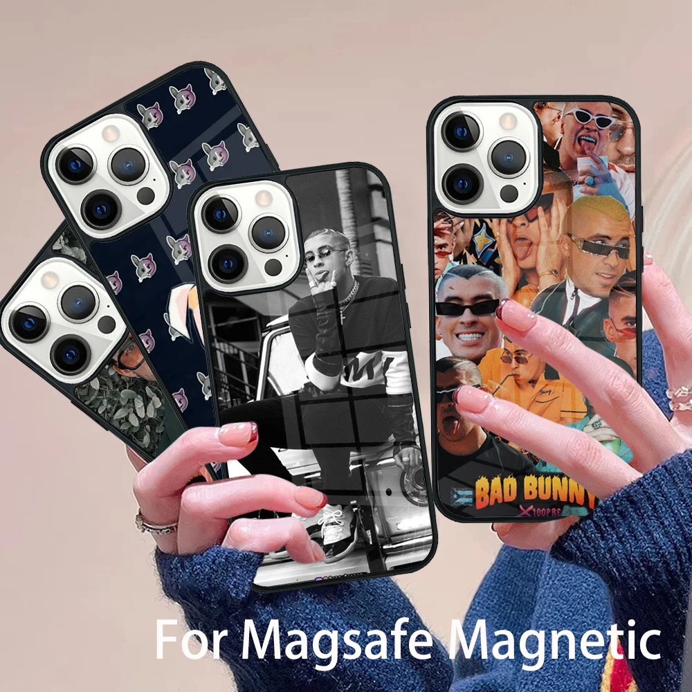

Bad Bunny Phone Case Magesafe Magnetic Wireless Charge Cover For IPhone 16 11 12 13 14 15 Pro Max Plus Mini