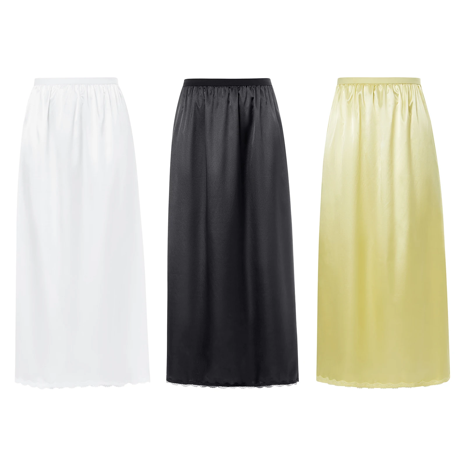 Plus Size Underskirt Half Slips Dress for Women Summer Thin Ice Silk High Waist Elastic Anti-Penetrating Underskirt Lining XXL