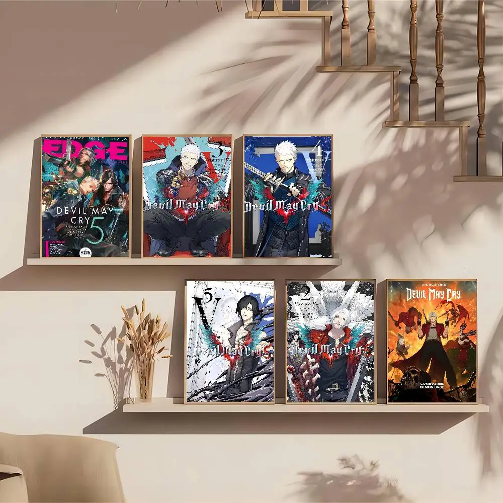 D-Devil May Cry-S الفيلم الكلاسيكي لزجة الملصقات يتوهم الجدار ملصق لغرفة المعيشة زخارف للحانات اللوحة الزخرفية خمر