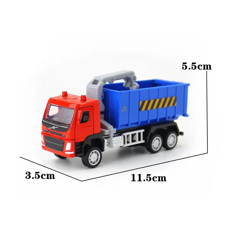 Diecast Metal Toy Car Model 1:72 Scale Recycle Garbage Truck Engineering Pull Back Educational Collection Gift Kid Match Box