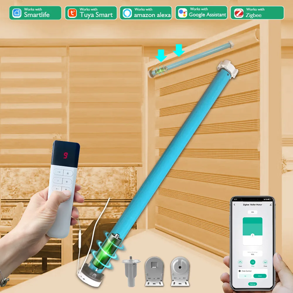 

Lifelibero Tuya Zigbee Battery Window Smart Curtains Blinds Roller Motor For 37 38mm Tube Work Alice Alexa Smart Speaker Home