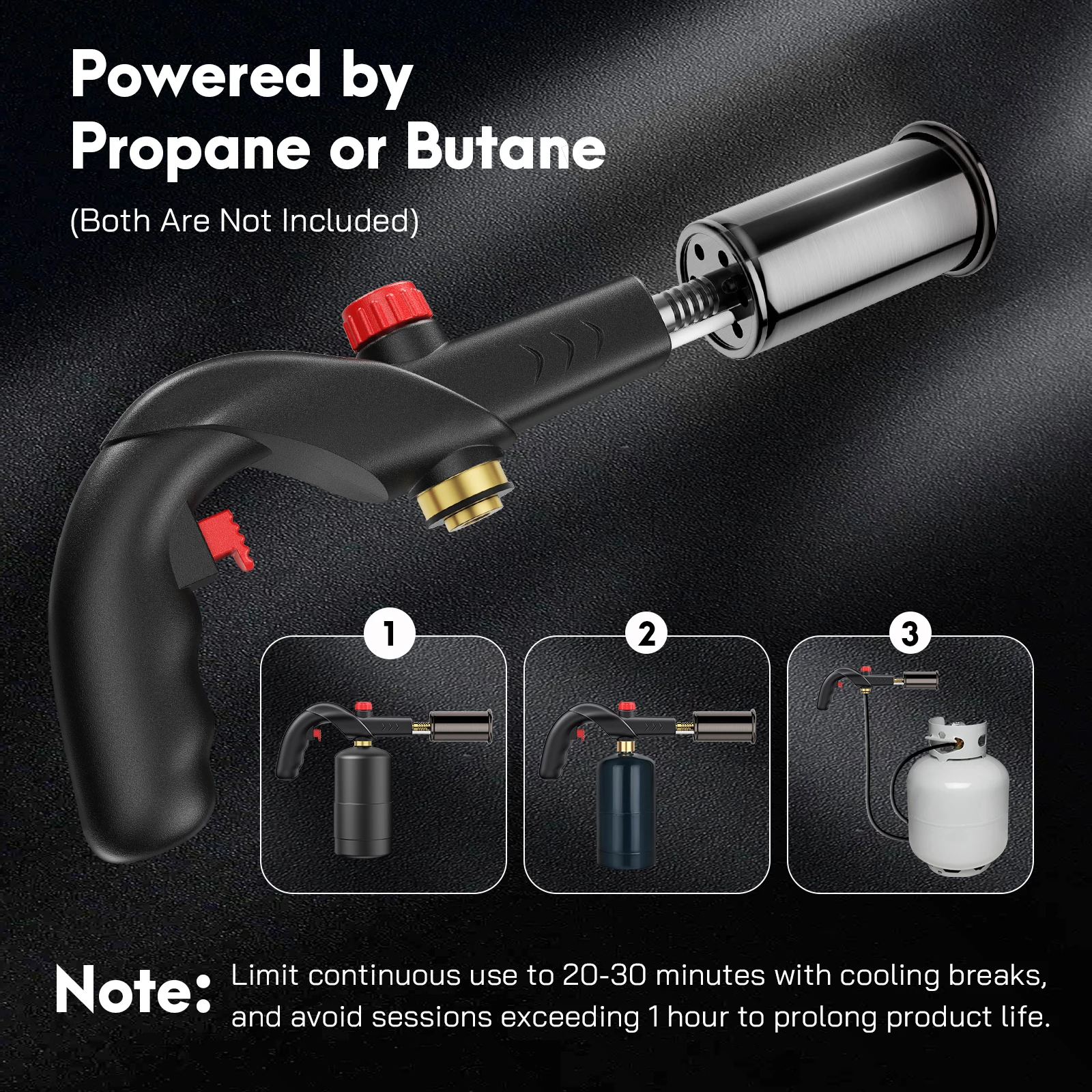 Handheld Kitchen Cooking Grill Gun Propane Torch Charcoal Torch Lighter Charcoal Burning Tool Flamethrower for BBQ Searing Steak