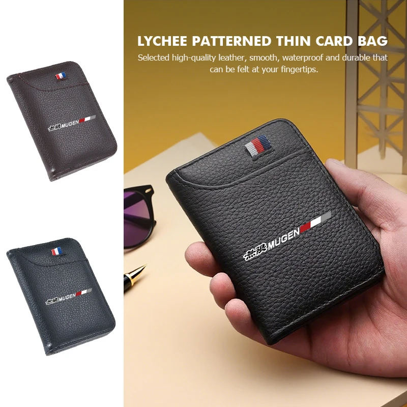 Cartera de Fibra de Carbono para Interior de Auto Honda, Monedero de Cuero para Hombre, Bolsa Multi Tarjetas, Legend Mugen Si RR Insight CITY CIVIC XR-V CR-V UR-V