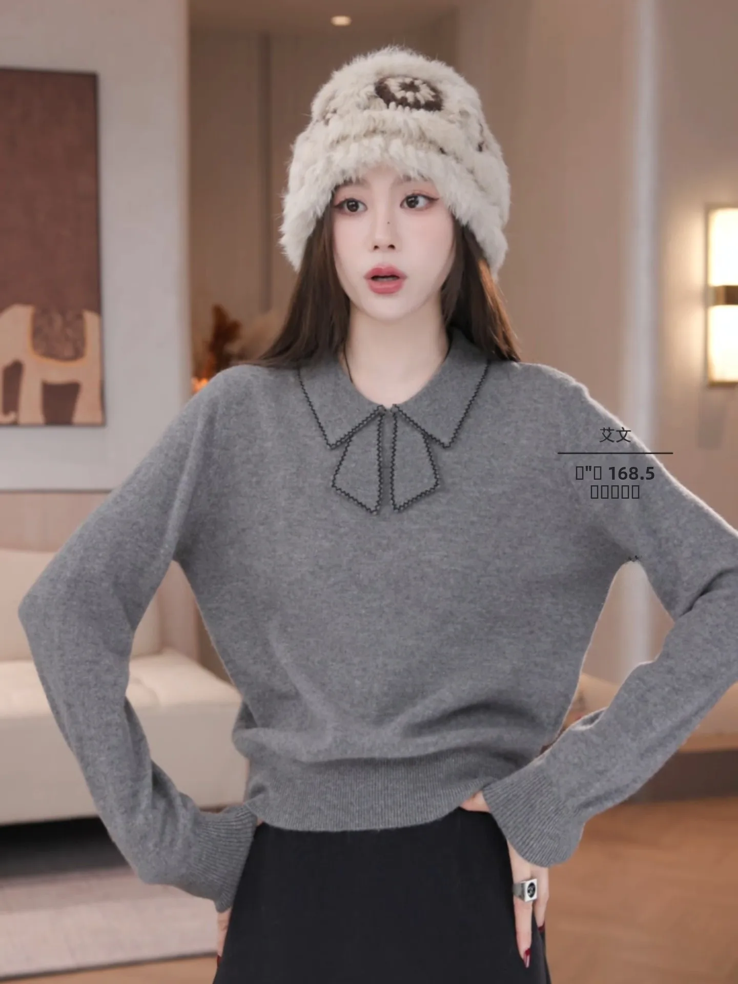 

Iris Berkeley Women's Knitted Sweater 00% Wool Autumn Winter Slimming Top Faionable Age-Defng Faion Ladies' Knitwear