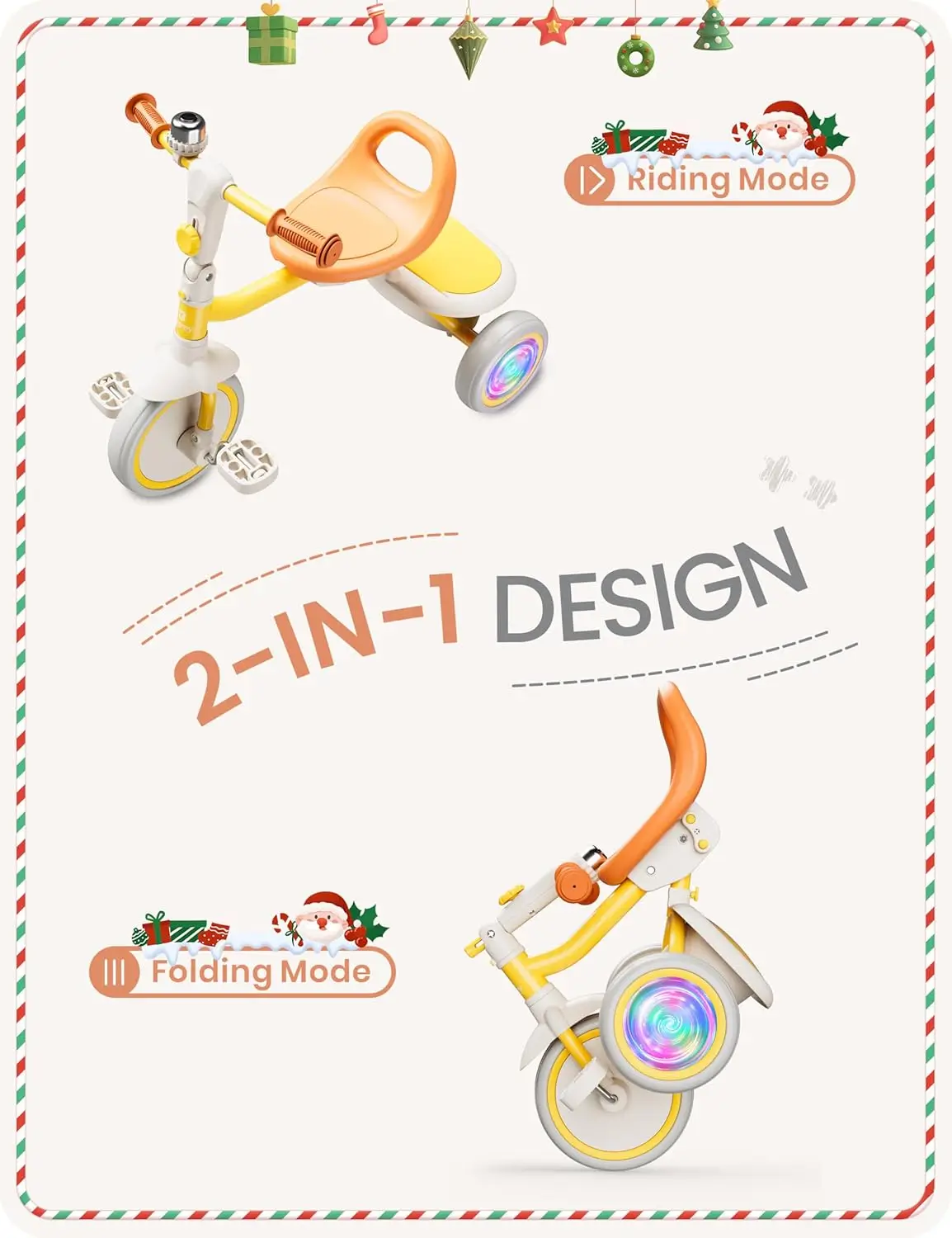 다채로운 조명 유아 삼륜차, 18 개월에서 5 세까지, 벨 달린 유아 자전거, 어린이 삼륜차, 2-5 세용 선물