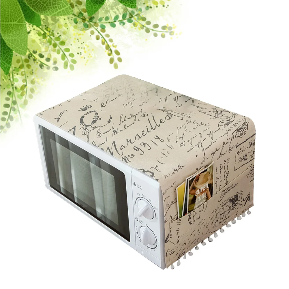 

30x90 Cm Universal Microwave Cover Made of Cotton and Linen Material Vintage Style Protective Hood for Home Office Decoration