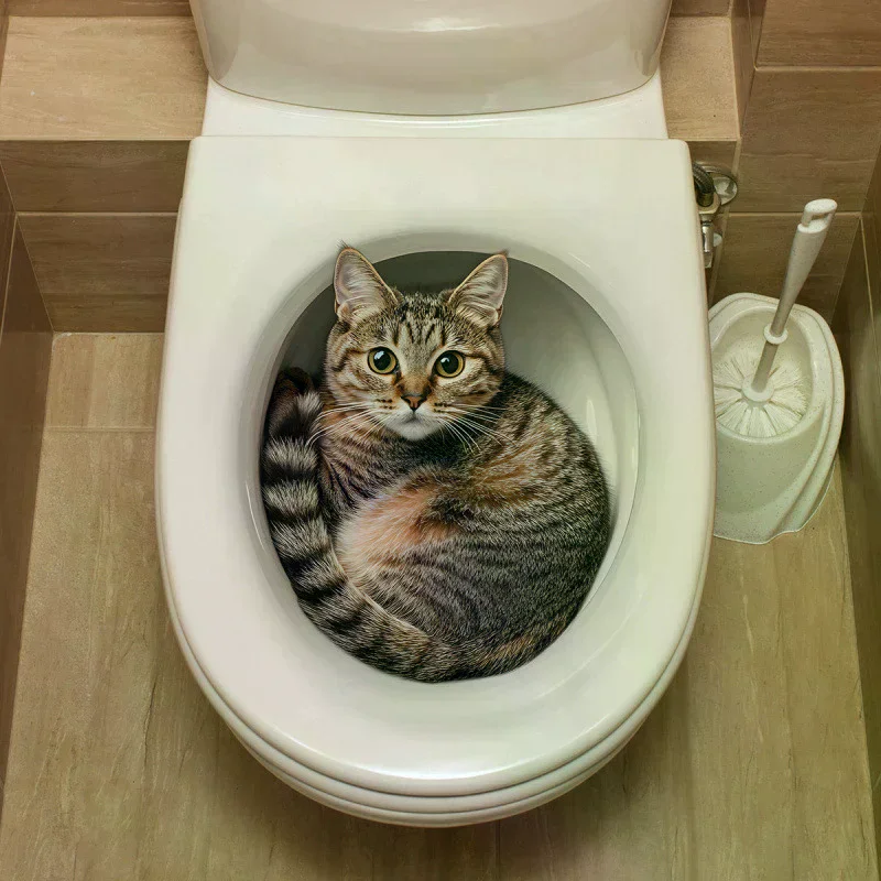 Stiker Toilet Kucing Lucu 3D, - Jet Home Bathroom Accessories ulasan dan harga