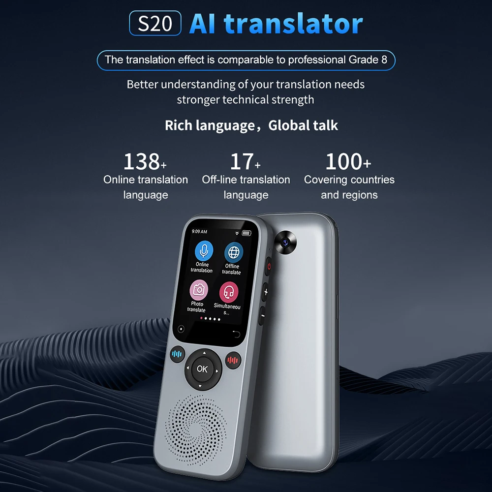 S20 Language Translator Real-Time Two-Way Translating Device 138 Languages Online Offline Translation Simultaneous Translator