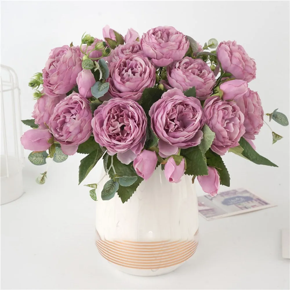 30CM Gefälschte Rosen Seide Pfingstrose Künstliche Blumen Günstige Neue Jahr Weihnachten Dekorationen Vase für Home Hochzeit Braut Bouquet innen – Detail 14
