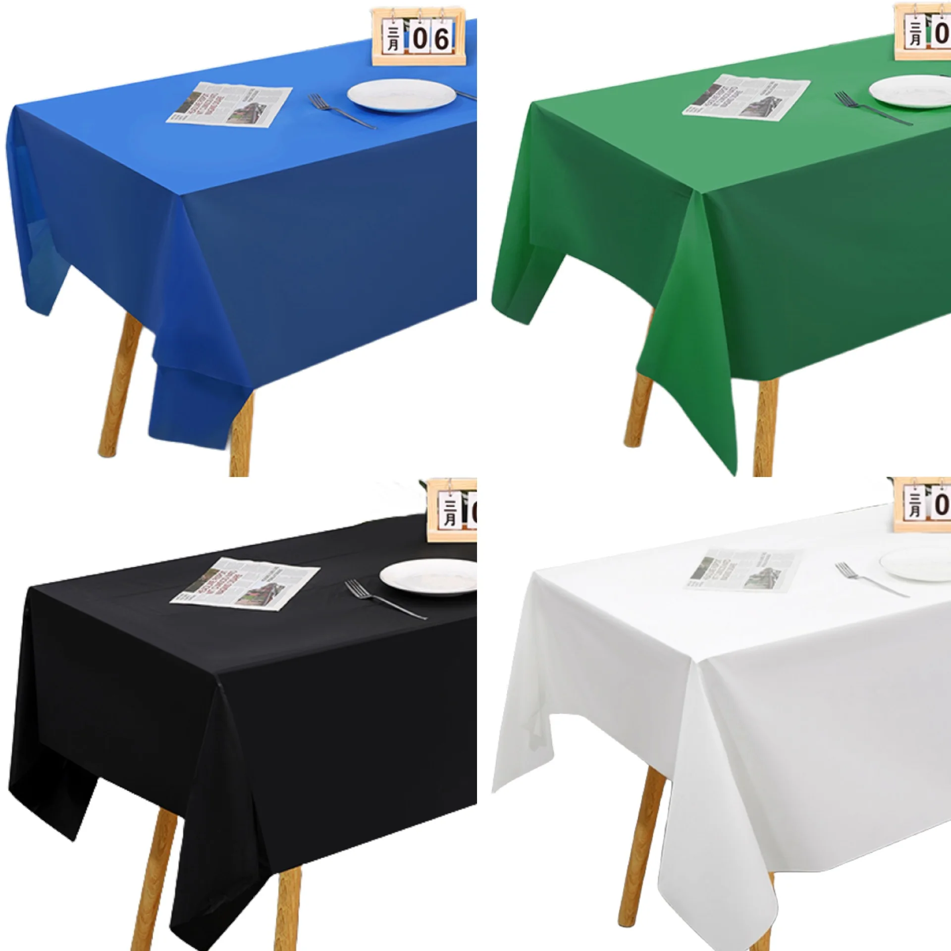 15pcs Disposable Rectangular Tablecloth PEVA Oil And Waterproof Solid Party Table Cloth Thickened Table Decoration