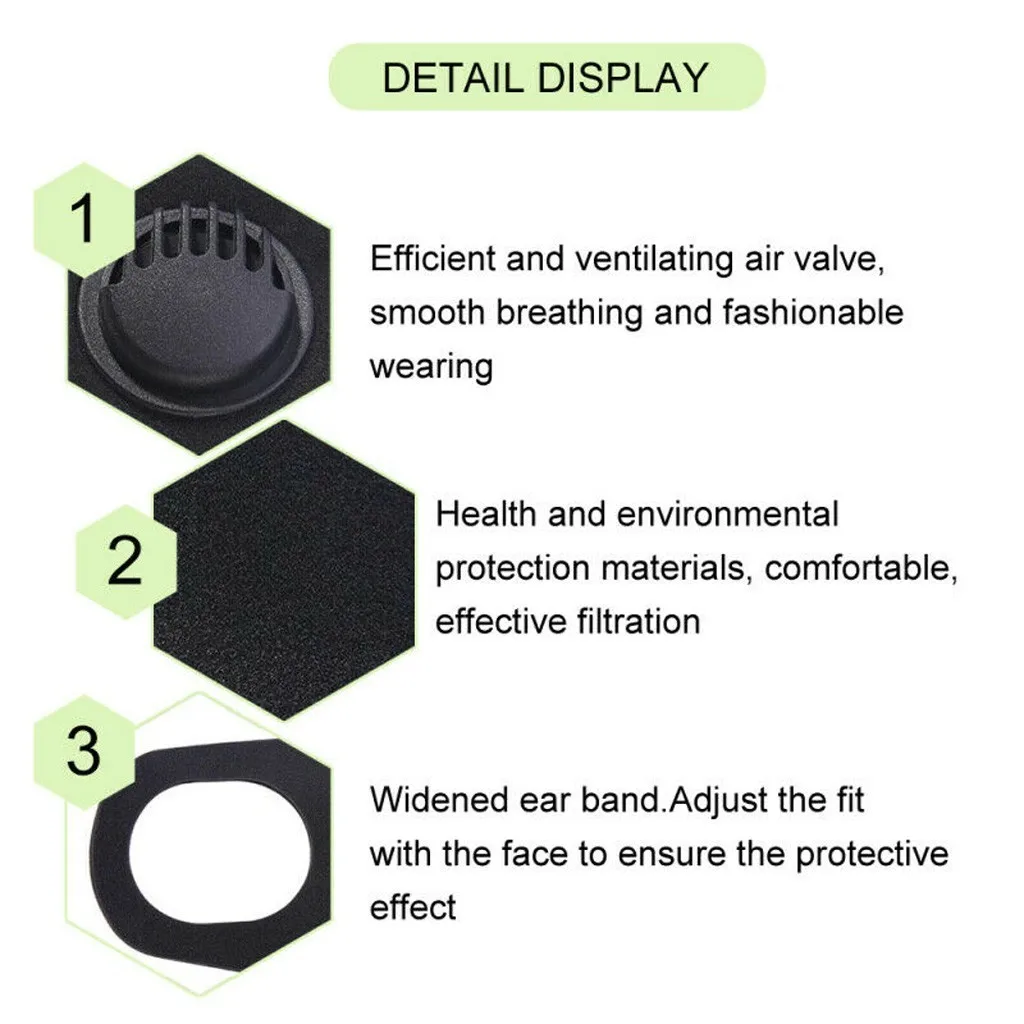 Maschere di Design filtranti neutre ad alta efficienza da 3 pezzi purificazione esterna maschere per il viso con filtro a carbone inodore e traspirante