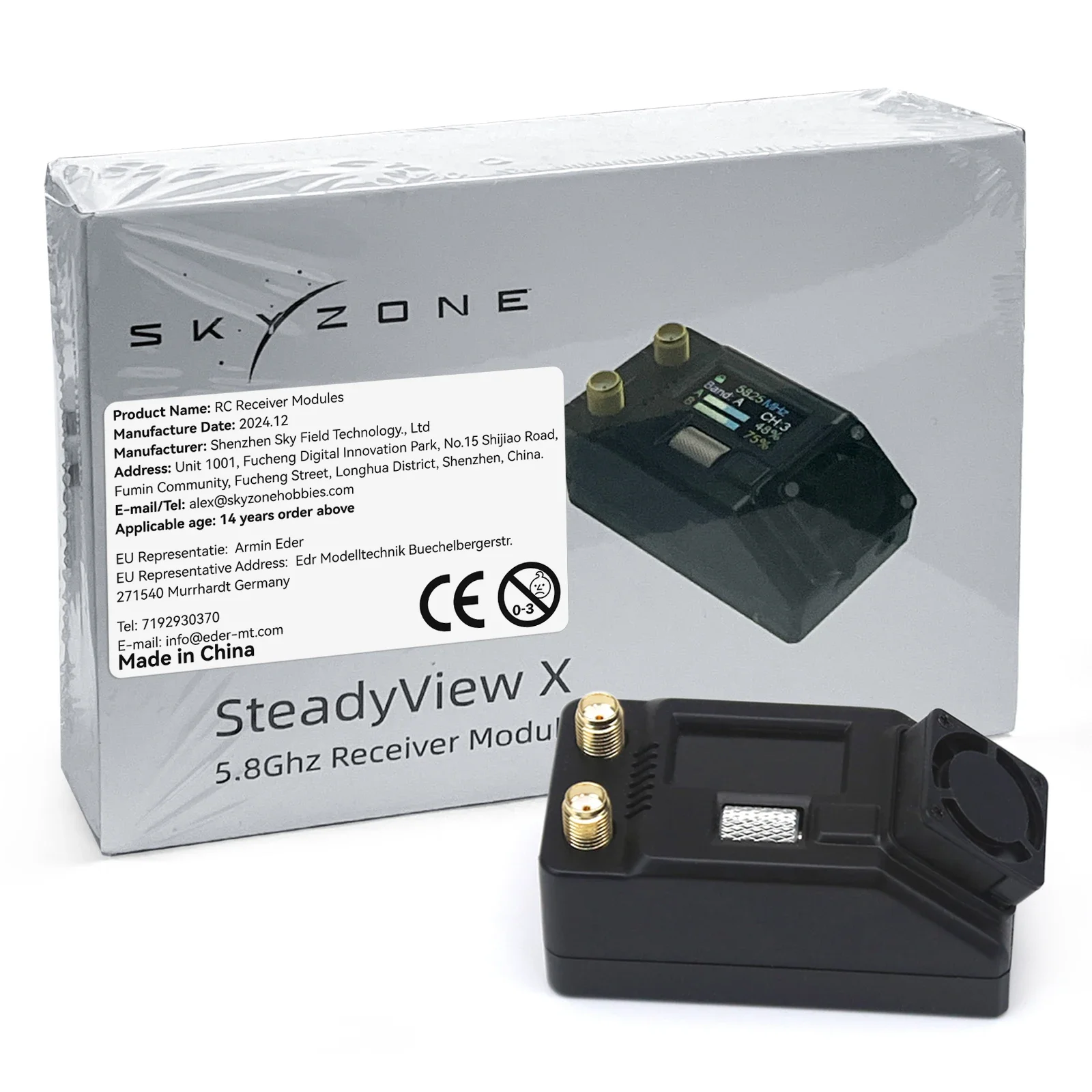 SKYZONE Screen Receiver SteadyView X 5.8Ghz IPS Module Range Shuttle Control High Sensitivity FPV Parts for SKY04X 04O PRO thumbnail 6