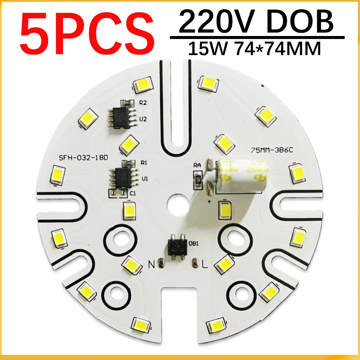 

5pcs High Bright 15W LED Light Board White AC220V 5pcs High Bright 15W LNo Need Drive SMD 2835 Chips For DIY Downlight Spotlight