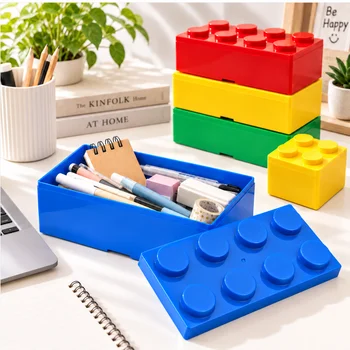Building Blocks Storage Box Desktop Makeup Cosmetic Box Space Saving Office Storage Box…