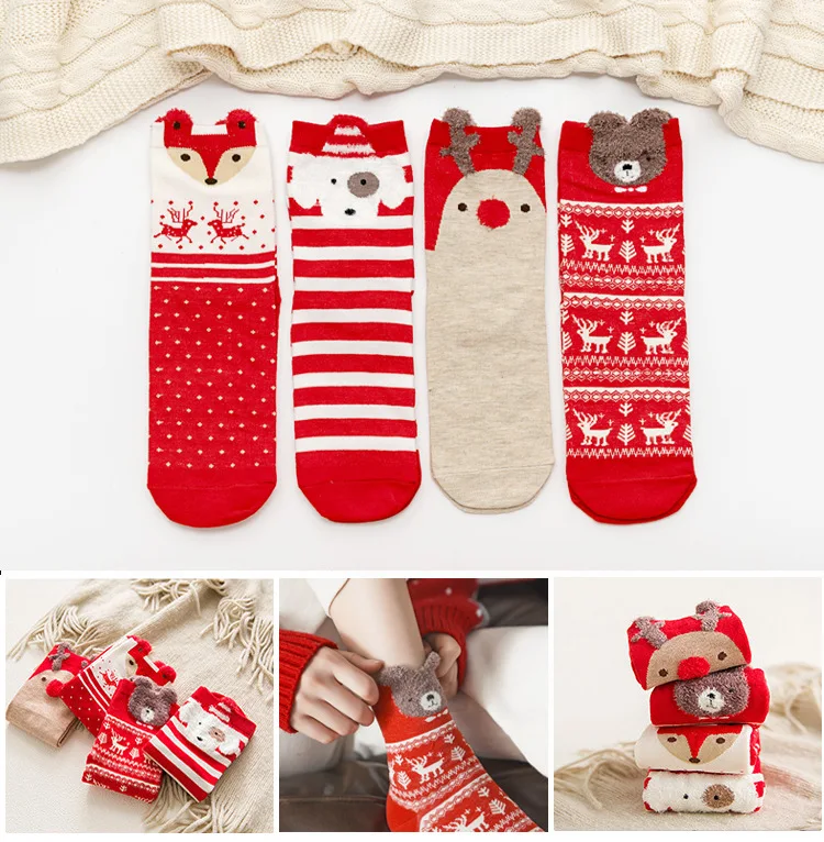 Festive Christmas Women\'s and Men Sock Gift Box Set with Cute Fox and Dog Designs EUR SIZE 35-44