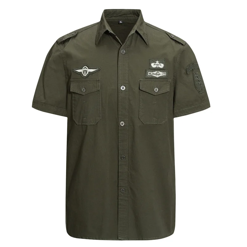 New Summer Men Cotton Thin Breathable and Comfortable Short-sleeved Shirts Quality Outdoors Multi Pockets Casual Cargo Shirts