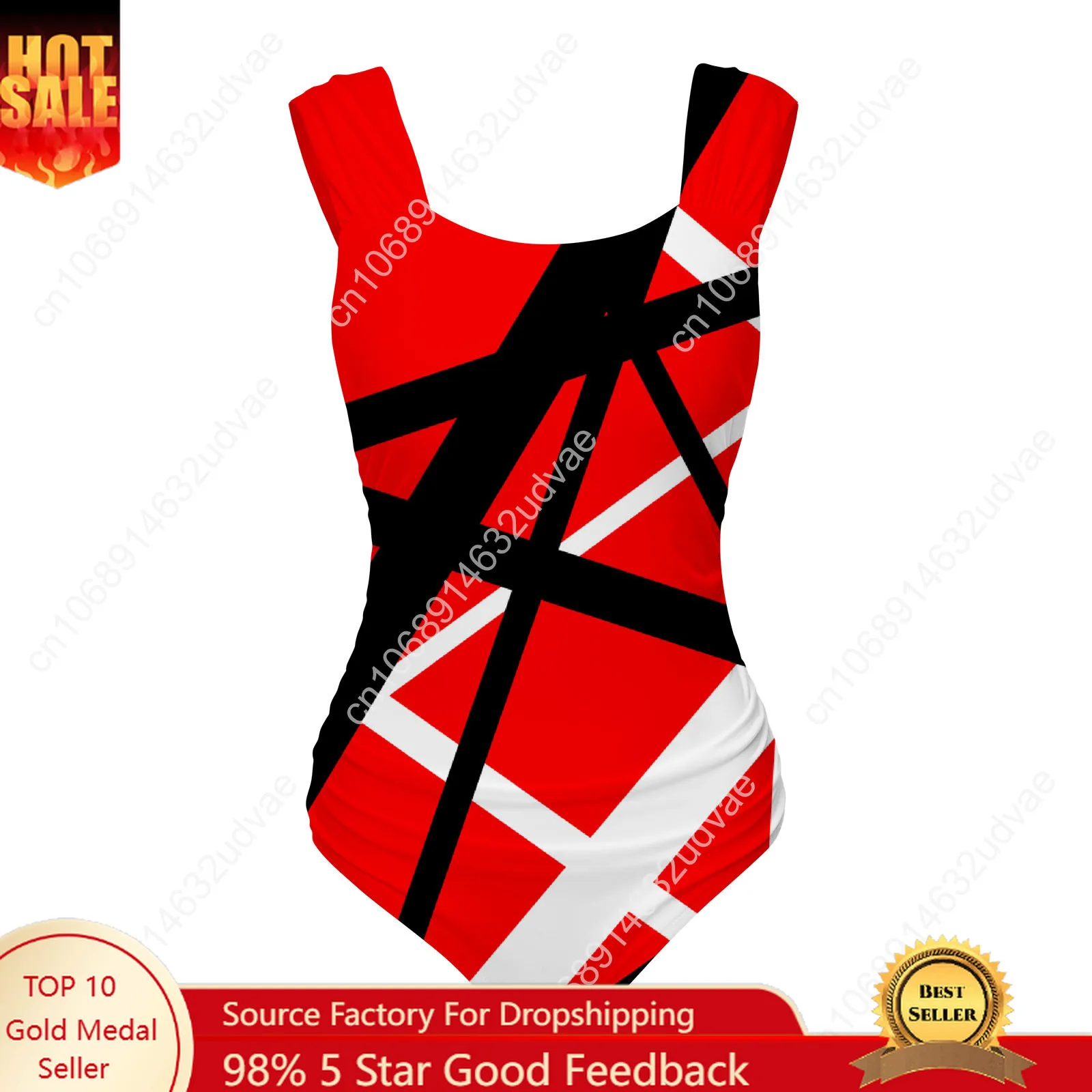 

Van Evh 5150 Stripes Halen Swimsuit Wide Strap Women Bathing Suits Personalized Swimwear Bikini Customize Beachwear