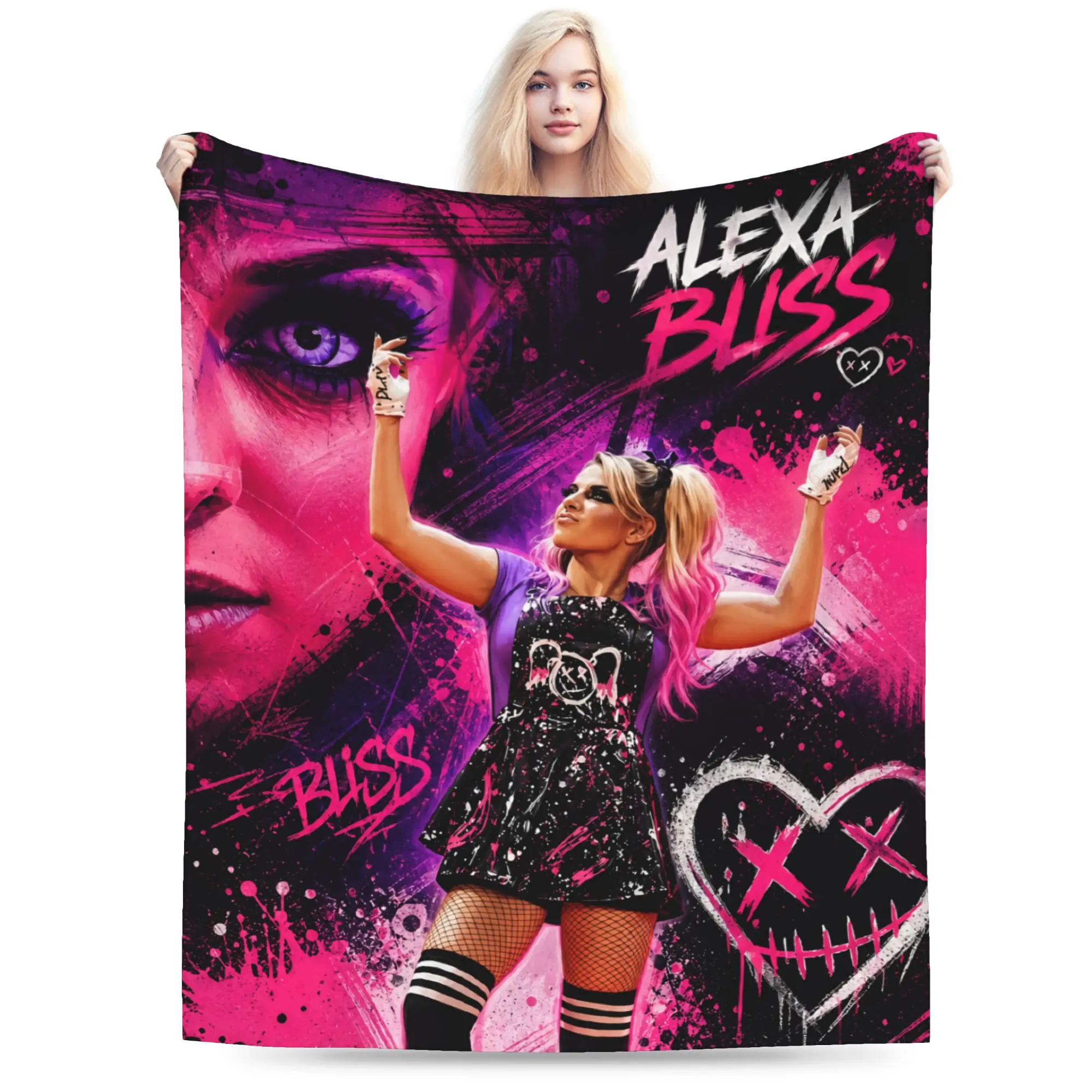 A-Alexa Bliss Throw Blanket for Couch Wrestler  Soft Fuzzy Plush Blanket 50x60 Inch Multiple Sizes Bedspread for All Seasons