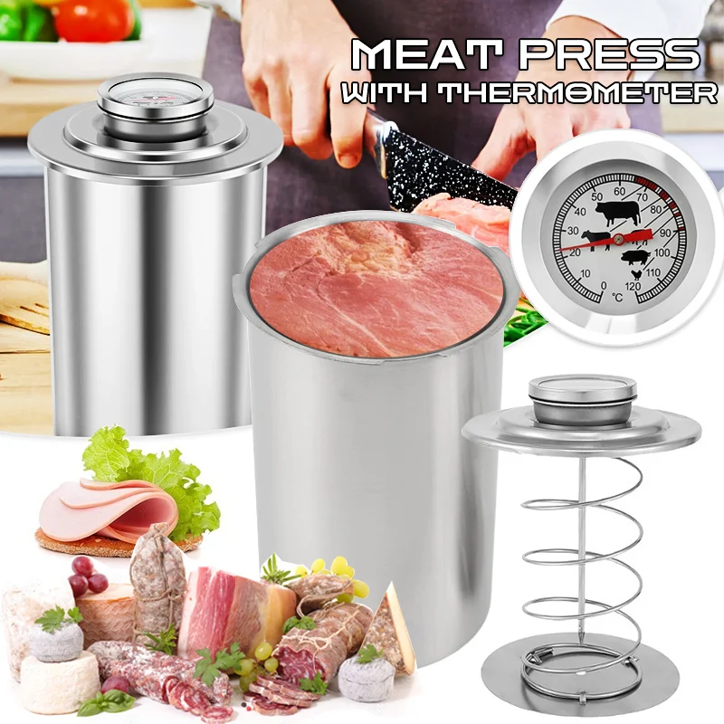 

304 Stainless Steel Ham Press Maker Machine with Thermometer for Deli Meats Ham Maker Meat Poultry Kitchen Homemade Cookin Tools