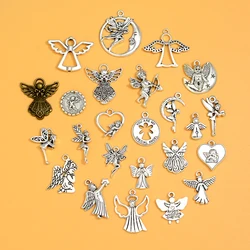 20pcs/lots Vintage Guardian Angel Fairy Charms Cupid Heart Pendants For Diy Jewelry Making Findings Supplies Accessories