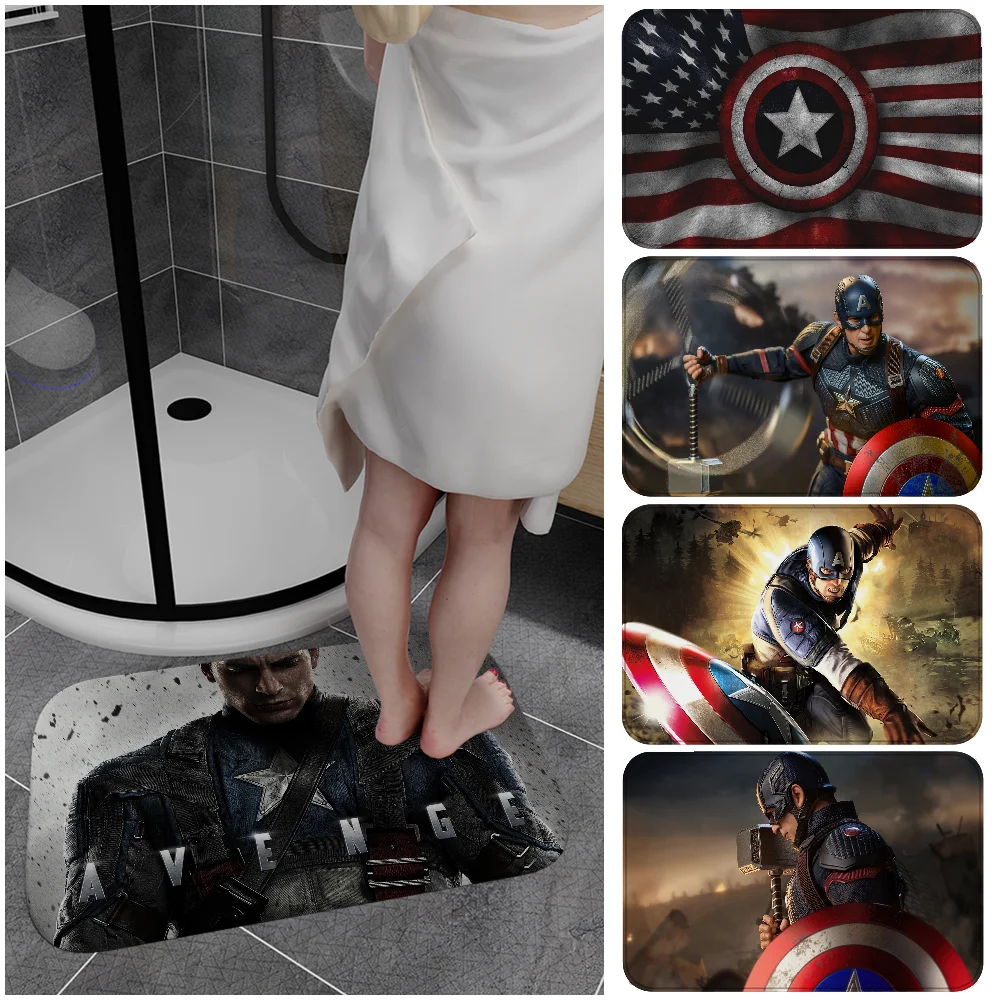 

America Super-hero Cap-taines Door Mat Kids Room Bedroom Decoration Balcony Anti-Slip Doormat Living Room Doormat Area Rug