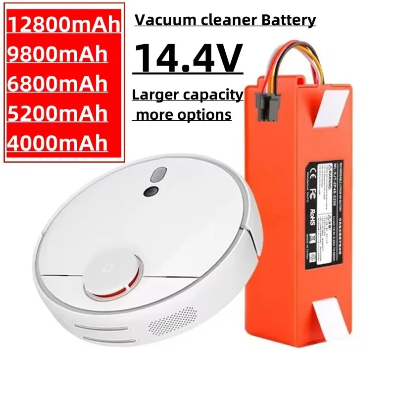 Replacement Battery for Xiaomi Roborock, Robotic Vacuum Cleaner, S55, S60, S65, S50, S51, S5 MAX, S6 Parts, 14.4V, 12800mAh