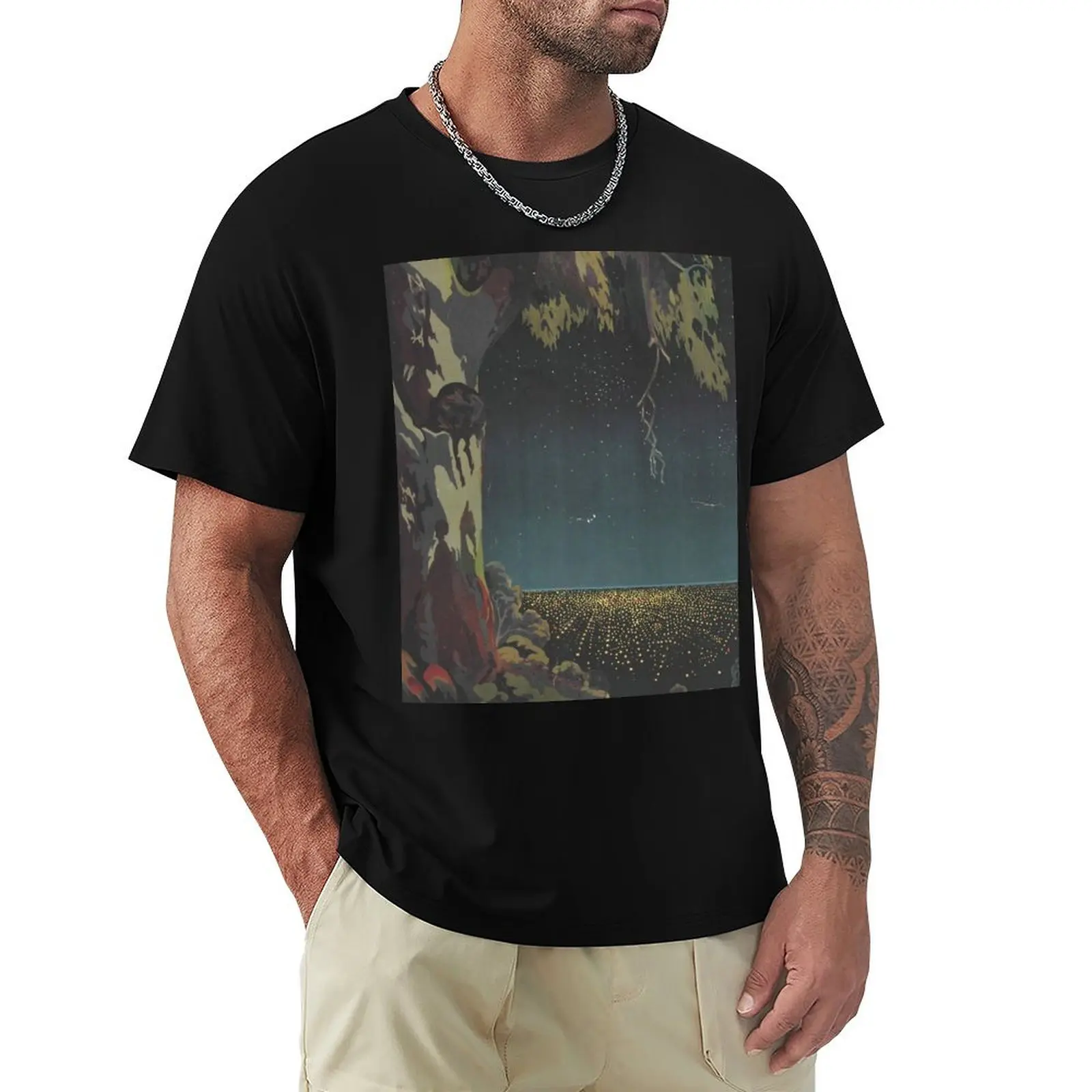 

The lights of Adelaide from the Mount Lofty Ranges, circa 1935 T-Shirt Sports Casual Short Sleeve Cotton Tee