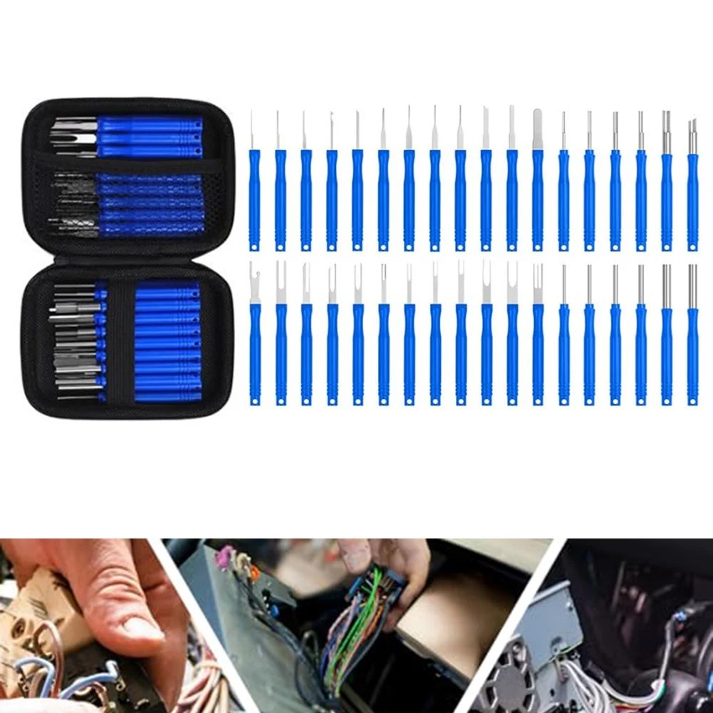 

36 шт., инструмент для разборки автомобильного штифта, инструмент для разборки терминала из АБС-пластика, устройство для удаления штифтов, жгут проводов, аксессуары для удаления штифтов