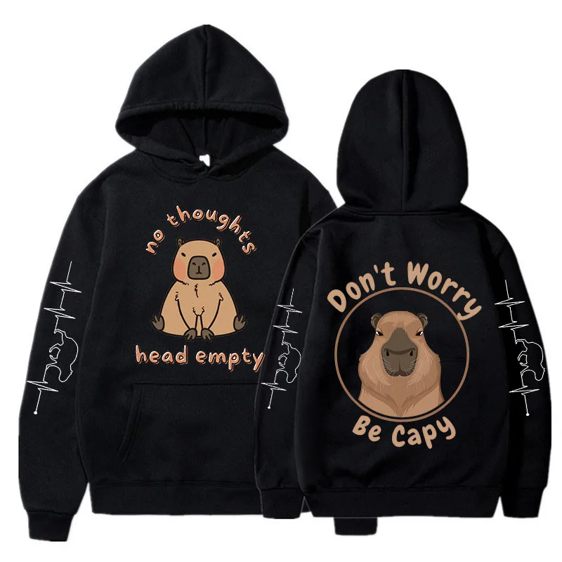 Harajuku Gothic Korean Style Streetwear Cartoon Capibara Y2k Hoodies Capybara Fashion Mange Cute Sweatshirt Animal Funny Clothes