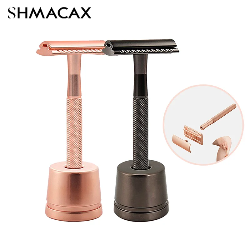 Double Edge Safety Razor For Women Single Blade Razors With 5pcs Razor Blades Men's Metal Razor Reusable