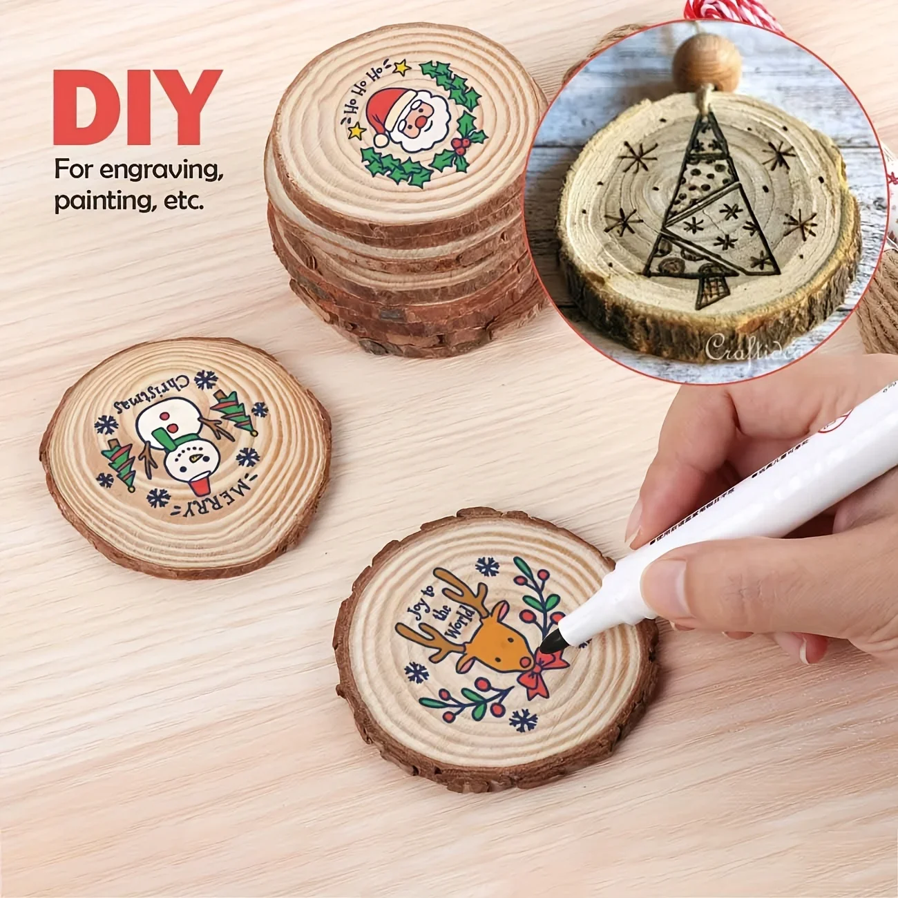 30Pcs Wood Slices 2.4\