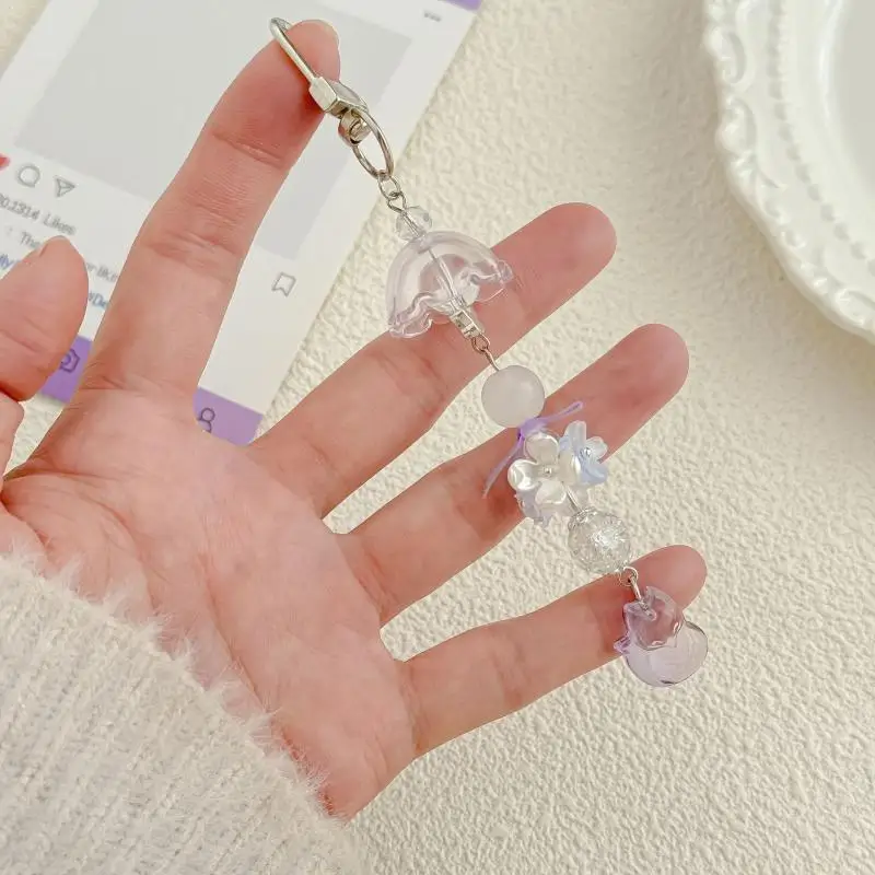 Elegancki dzwonek wietrzny kwiat ręcznie robiony breloczek z koralikami uroczy lis łańcuszek do telefonu komórkowego smycz zawieszka do torby prezent urodzinowy dla przyjaciela