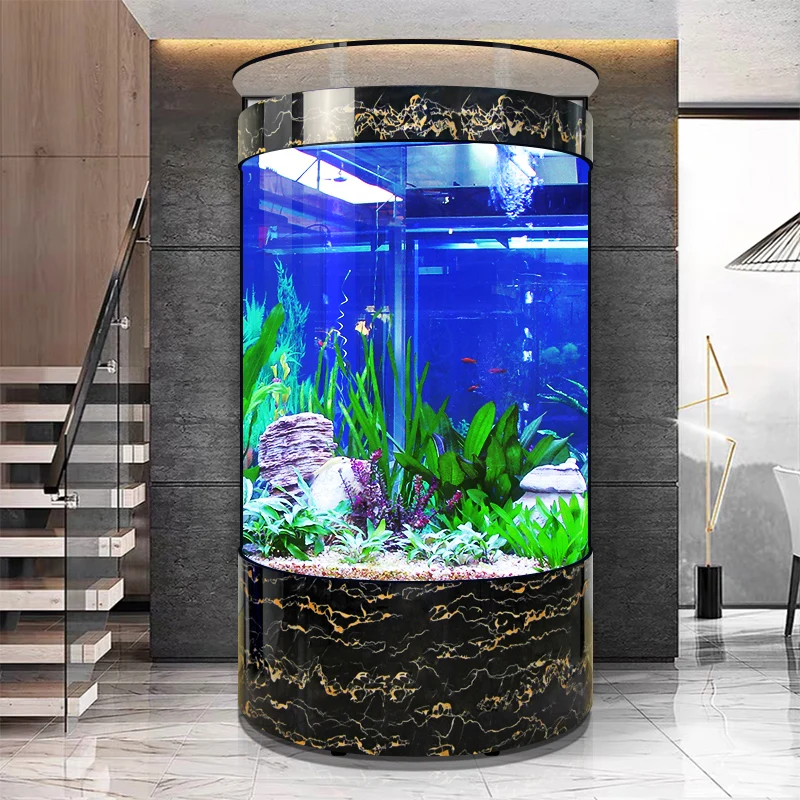 

European semi-circular aquarium aquarium home glass ecological landscaping circular cylindrical goldfish tank factory