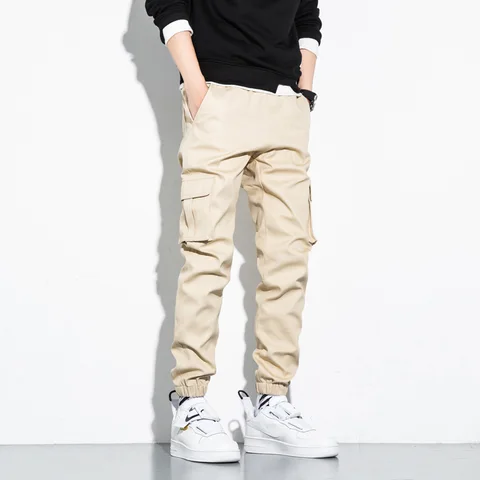 Брюки-карго мужские с эластичным поясом и множеством карманов